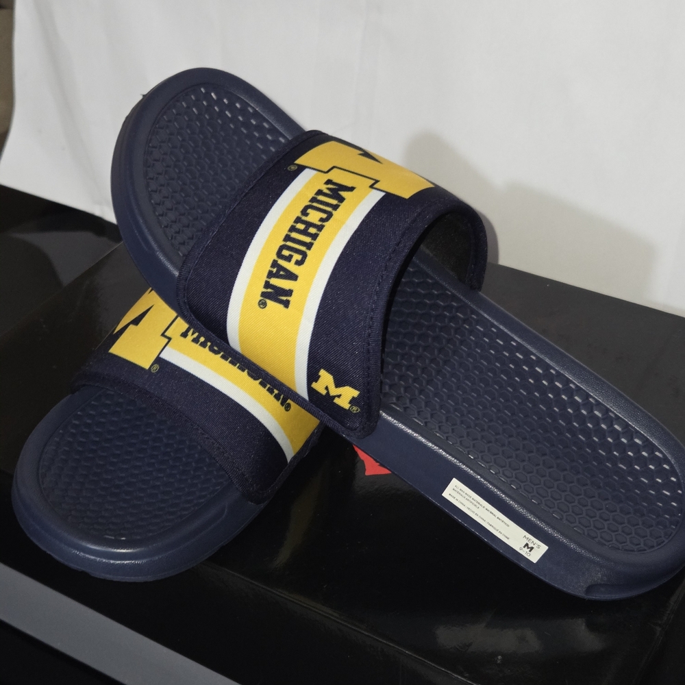 MICHIGAN MAIZE & BLUE Men's Sandals SIZE 9-10 $15 NWOT